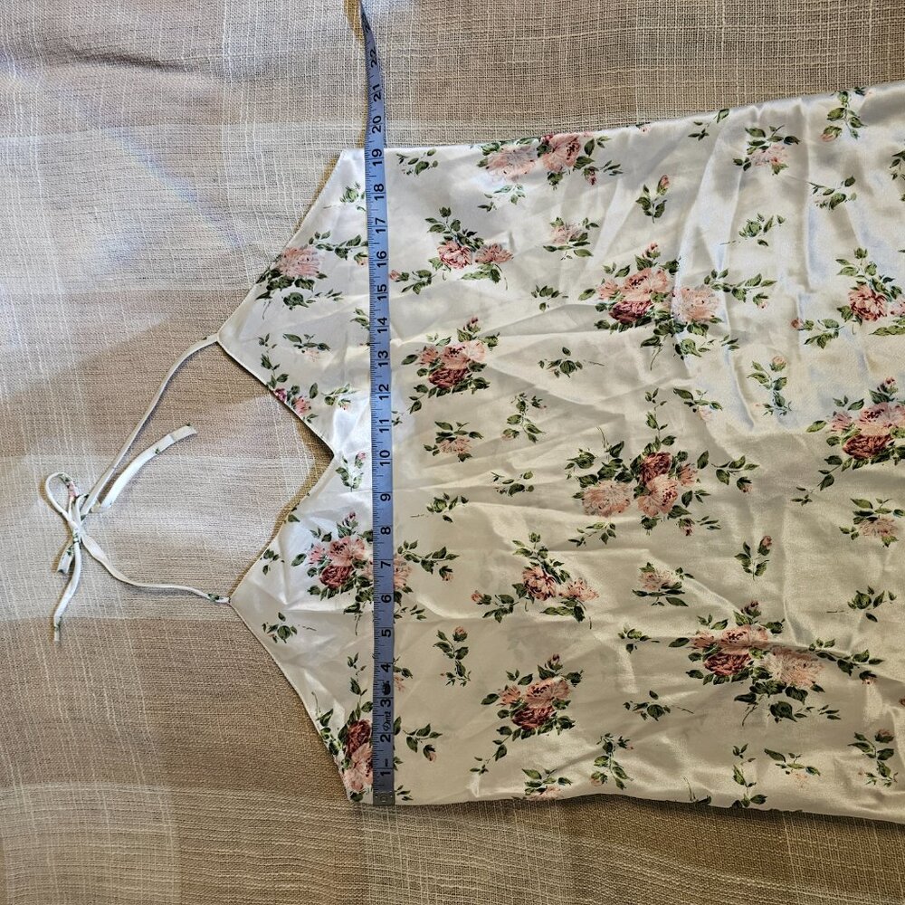 Vintage Coquette Femi Girly Festival Cottagecore White Floral Halter Slip Dress - Picture 3 of 13